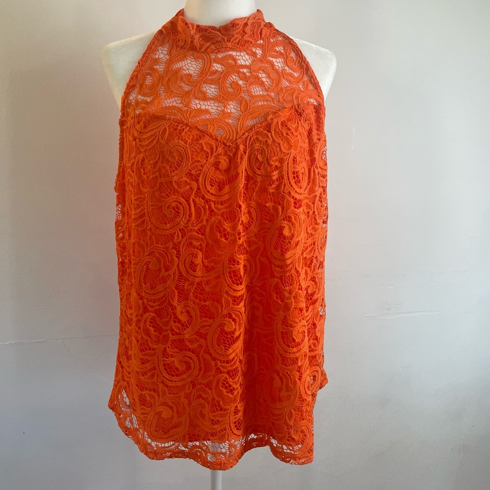 Ashley Stewart Crochet Layer Halter Neck Sleeveless Top Women’s  size 18/20